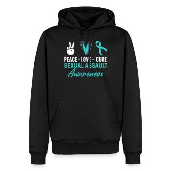 Mois de sensibilisation à Peace Love Cure pour - Sweat à capuche Premium bio Homme - noir - Devant - Nico (187cm)