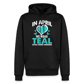 En avril, nous apportons un soutien bleu-vert pour - Sweat à capuche Premium bio Homme - noir - Devant - Nico (187cm)