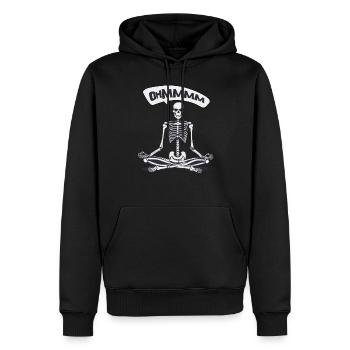 Ohmmm Yoga Skelett Tee I Meditation Entspannung - Männer Premium Bio Hoodie - Schwarz - Vorne - Nico (187cm)