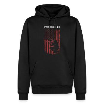 Joueur de paintball Paintballer Paintballer US Flag - Sweat à capuche Premium bio Homme - noir - Devant - Nico (187cm)