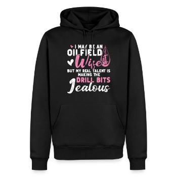 Travailleur pétrolier Rig Roughneck Oilfield Woman - Sweat à capuche Premium bio Homme - noir - Devant - Nico (187cm)