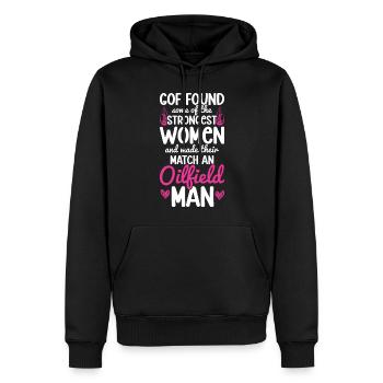 Travailleur pétrolier Rig Roughneck Oilfield Woman - Sweat à capuche Premium bio Homme - noir - Devant - Nico (187cm)