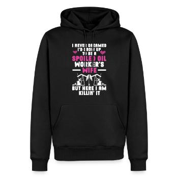 Travailleur pétrolier Rig Roughneck Oilfield Woman - Sweat à capuche Premium bio Homme - noir - Devant - Nico (187cm)