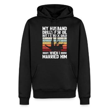 Travailleur pétrolier Rig Roughneck Oilfield Woman - Sweat à capuche Premium bio Homme - noir - Devant - Nico (187cm)