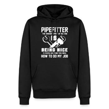 Pipefitter Pipefitter The Hardest Part Of My Job - Men’s Premium Organic Hoodie - black - Front - Nico (187cm)