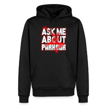 Parkour Ask Me About Parkour - Men’s Premium Organic Hoodie - black - Front - Nico (187cm)