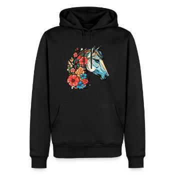 Cavalier Cheval Portrait Western Cowboy - Sweat à capuche Premium bio Homme - noir - Devant - Nico (187cm)
