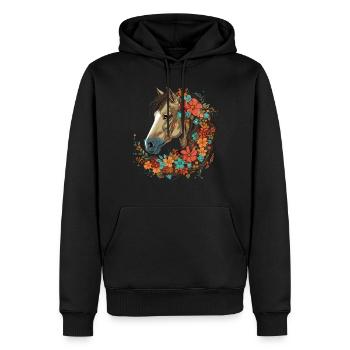 Cavalier Cheval Portrait Western Cowboy - Sweat à capuche Premium bio Homme - noir - Devant - Nico (187cm)