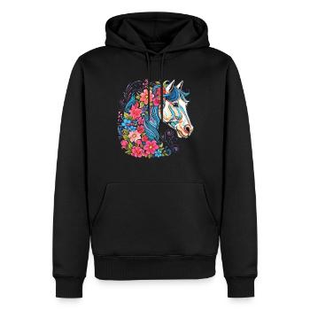 Cavalier Cheval Portrait Western Cowboy - Sweat à capuche Premium bio Homme - noir - Devant - Nico (187cm)