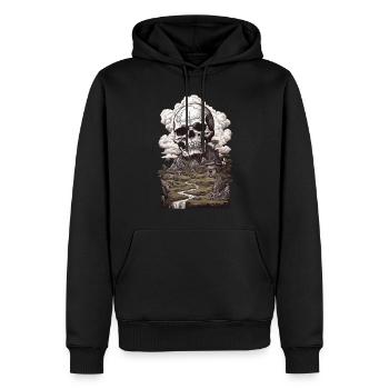 Landschaft & Totenkopf Okkulte Ästhetik - Männer Premium Bio Hoodie - Schwarz - Vorne - Nico (187cm)