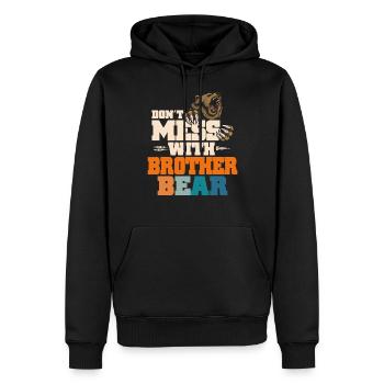 Ne plaisante pas avec frère ours - Sweat à capuche Premium bio Homme - noir - Devant - Nico (187cm)