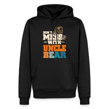 Ne plaisante pas avec Oncle Ours - Sweat à capuche Premium bio Homme - noir - Devant - Nico (187cm)