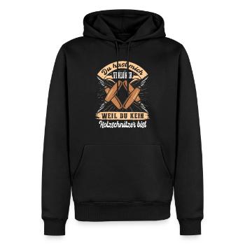 Holzschnitzer Holzschnitzerei - Männer Premium Bio Hoodie - Schwarz - Vorne - Nico (187cm)