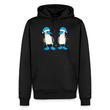 Chapeau de père Noël fou à pieds bleus - Sweat à capuche Premium bio Homme - noir - Devant - Nico (187cm)