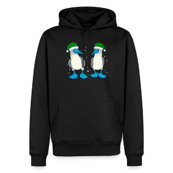 Fou à pieds bleus Chapeau de Noël vert - Sweat à capuche Premium bio Homme - noir - Devant - Nico (187cm)