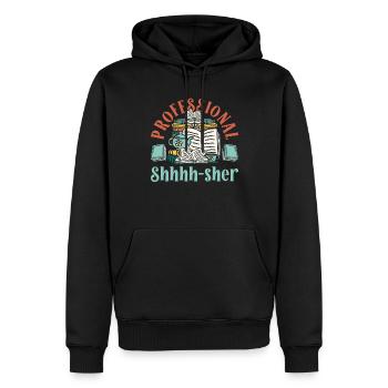Bibliothécaire Bibliothécaire professionnel Shhh-sher - Sweat à capuche Premium bio Homme - noir - Devant - Nico (187cm)