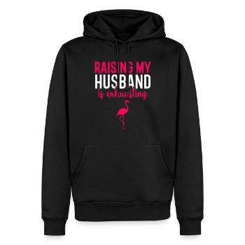 Élever mon mari est épuisant : les femmes sarcastiques - Sweat à capuche Premium bio Homme - noir - Devant - Nico (187cm)