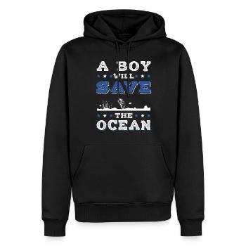 save the ocean mädchen - Männer Premium Bio Hoodie - Schwarz - Vorne - Nico (187cm)