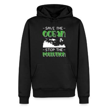 Protection contre l’arrêt Save the Ocean - Sweat à capuche Premium bio Homme - noir - Devant - Nico (187cm)