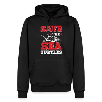 Sauvons la tortue de l’océan - Sweat à capuche Premium bio Homme - noir - Devant - Nico (187cm)