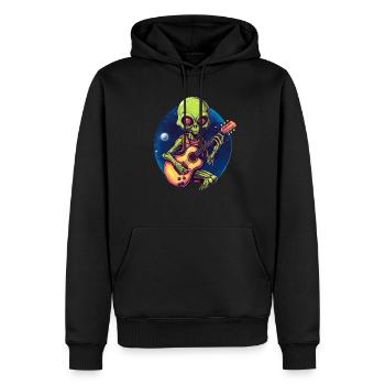 Green Alien Guitariste - Sweat à capuche Premium bio Homme - noir - Devant - Nico (187cm)