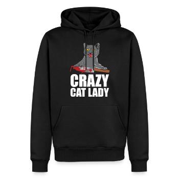 Crazy Cat Lady - Men’s Premium Organic Hoodie - black - Front - Nico (187cm)