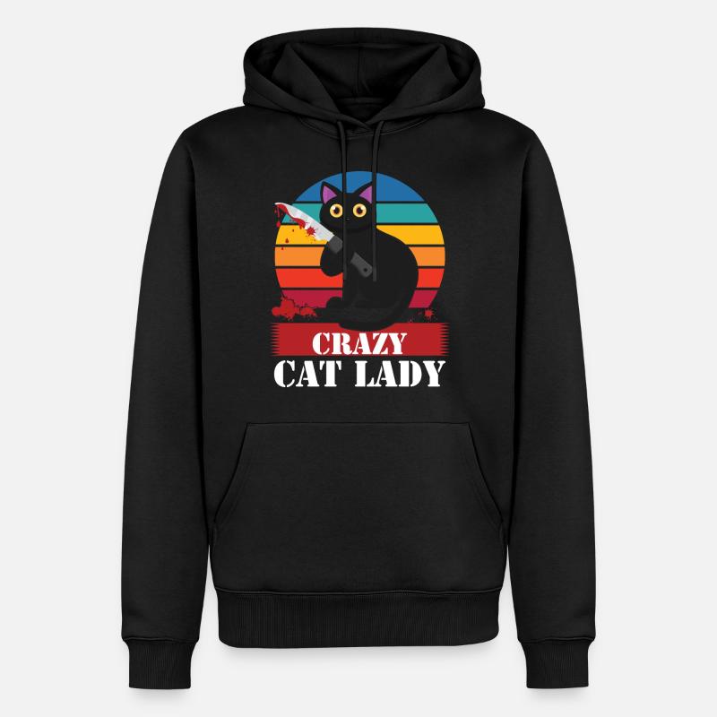 Crazy Cat Lady - Männer Premium Bio Hoodie - Schwarz