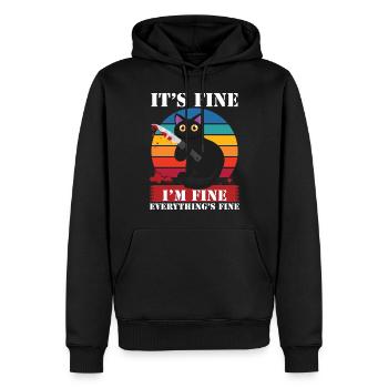 C’est bien je vais bien tout va bien - Sweat à capuche Premium bio Homme - noir - Devant - Nico (187cm)
