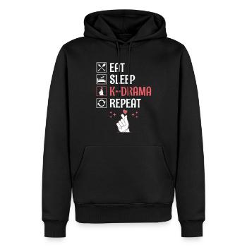 Eating Sleeping K-drama Repeat Korean - Men’s Premium Organic Hoodie - black - Front - Nico (187cm)