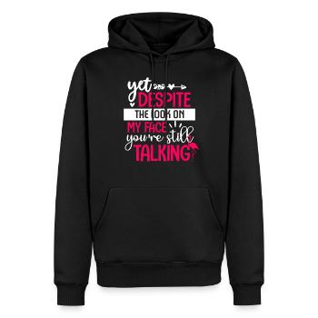 Pourtant, malgré le regard sur mon visage dont vous parlez - Sweat à capuche Premium bio Homme - noir - Devant - Nico (187cm)