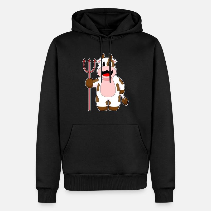 Vache Halloween Devil Trident - Sweat à capuche Premium bio Homme - noir