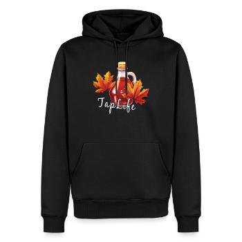 TAPFLIFE - Ahornbaum -Klopfen - Zucker- Und - Männer Premium Bio Hoodie - Schwarz - Vorne - Nico (187cm)