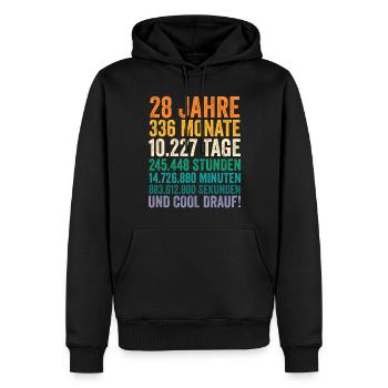 28 Jahre Achtundzwanzigster Geburtstag - Männer Premium Bio Hoodie - Schwarz - Vorne - Nico (187cm)