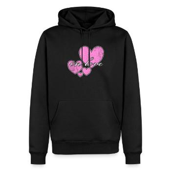 Cœurs dans l’amour Cœurs - Sweat à capuche Premium bio Homme - noir - Devant - Nico (187cm)