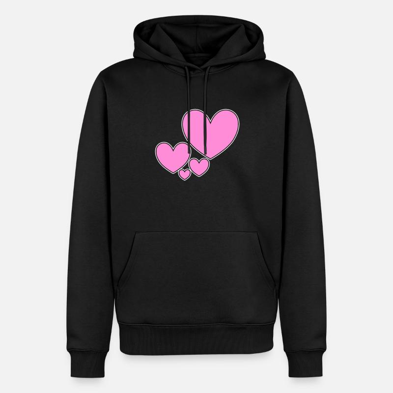 Cœurs dans l’amour Cœurs - Sweat à capuche Premium bio Homme - noir