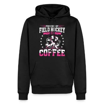 Field Hockey Coffee Powered By - Männer Premium Bio Hoodie - Schwarz - Vorne - Nico (187cm)