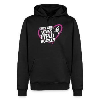 Hockey sur gazon Cette fille aime le terrain - Sweat à capuche Premium bio Homme - noir - Devant - Nico (187cm)