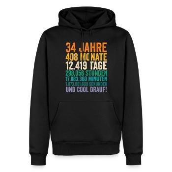 34 Jahre Vierunddreißigster Geburtstag - Männer Premium Bio Hoodie - Schwarz - Vorne - Nico (187cm)