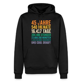 45 Jahre Fünfundvierzigster Geburtstag - Männer Premium Bio Hoodie - Schwarz - Vorne - Nico (187cm)