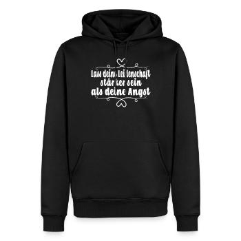 Lass deine Leidenschaft stärker sein als deine - Männer Premium Bio Hoodie - Schwarz - Vorne - Nico (187cm)