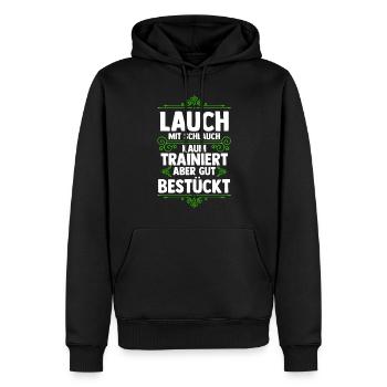 Bodybuilding Sport Fitness Lauch - Männer Premium Bio Hoodie - Schwarz - Vorne - Nico (187cm)