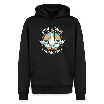 Ruhig bleiben Gans - Männer Premium Bio Hoodie - Schwarz - Vorne - Nico (187cm)