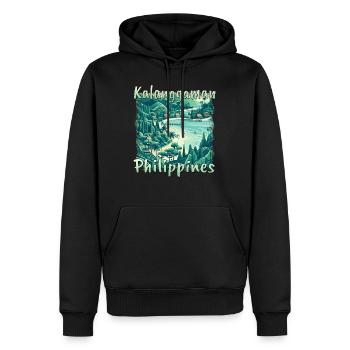 Paysage grunge de l’île de Kalanggaman - Sweat à capuche Premium bio Homme - noir - Devant - Nico (187cm)