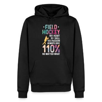 Hockey sur gazon Hockey sur gazon 90% - Sweat à capuche Premium bio Homme - noir - Devant - Nico (187cm)