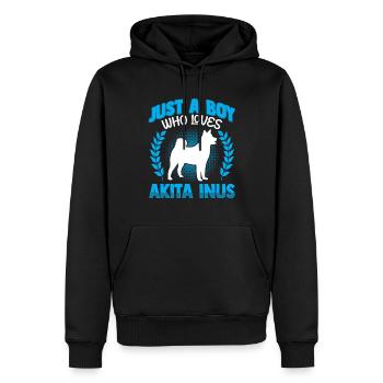 Garçon qui aime Akita Inu Shiba Inu - Sweat à capuche Premium bio Homme - noir - Devant - Nico (187cm)