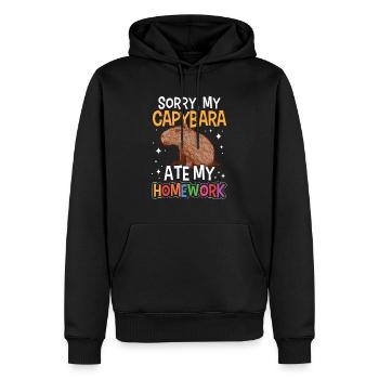 Capybara a mangé des devoirs capybara - Sweat à capuche Premium bio Homme - noir - Devant - Nico (187cm)