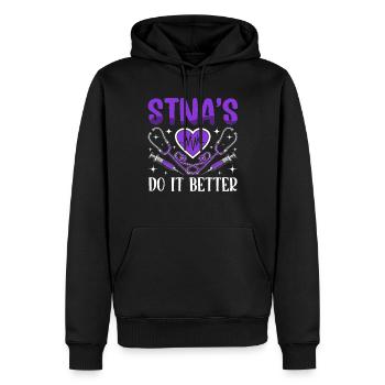 STNAs Machen Es Besser - Staatlich Getestete - Männer Premium Bio Hoodie - Schwarz - Vorne - Nico (187cm)