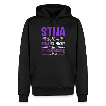 12 heures d’agitation - État testé - Sweat à capuche Premium bio Homme - noir - Devant - Nico (187cm)
