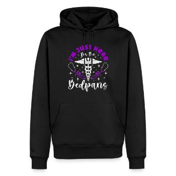 Ici pour les bassins de lit - STNA State Tested Nursing - Sweat à capuche Premium bio Homme - noir - Devant - Nico (187cm)