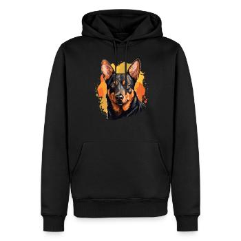 Chien Kelpie australien - Sweat à capuche Premium bio Homme - noir - Devant - Nico (187cm)